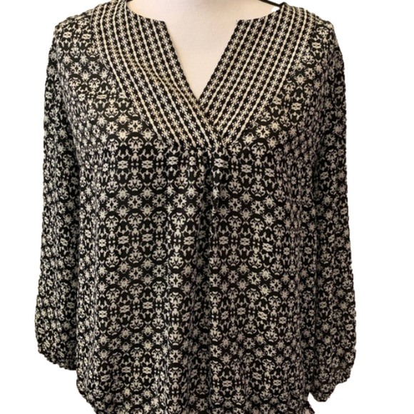 laundry by Shelli Segal Black & White Blouse - Size L, EUC - Picture 1 of 6